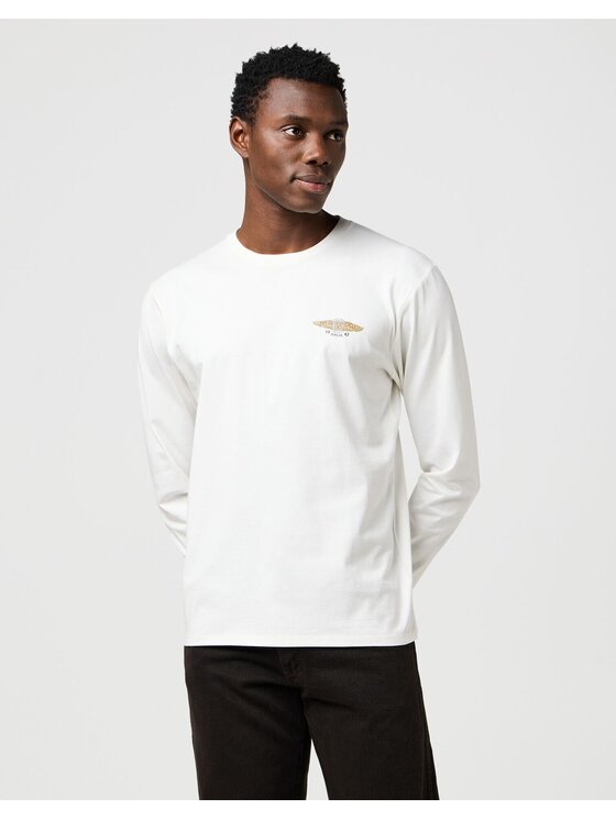 Wrangler Wrangler Longsleeve LS AMERICANA TEE Biały Regular Fit