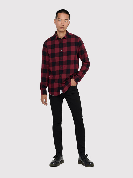 Only & Sons Only & Sons Hemd Gudmund 22007112 Dunkelrot Slim Fit