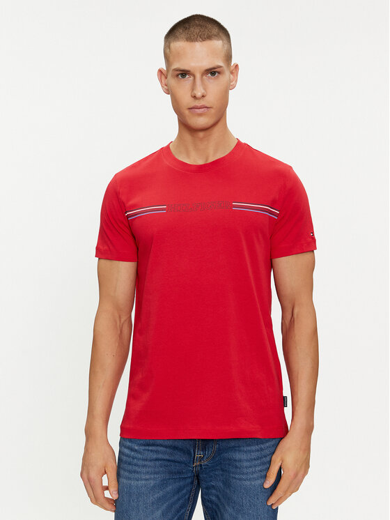 Tommy Hilfiger Tommy Hilfiger T-särk Stripe Chest MW0MW34428 Punane Regular Fit