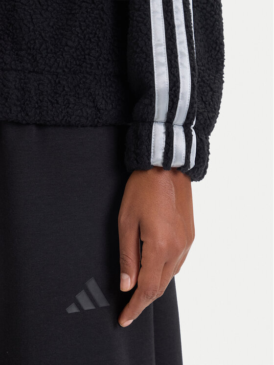 adidas adidas Džemperis ar kapuci Holiday High Pile JM1891 Melns Loose Fit