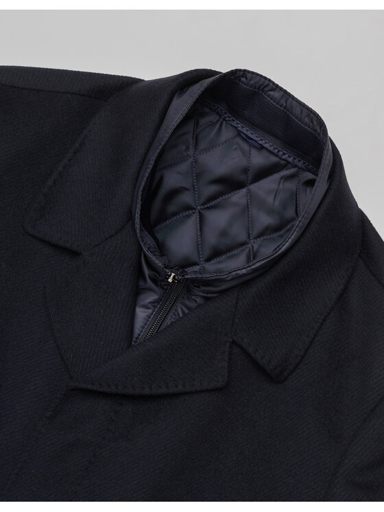 Borgio Borgio Płaszcz wełniany sferro Granatowy Slim Fit