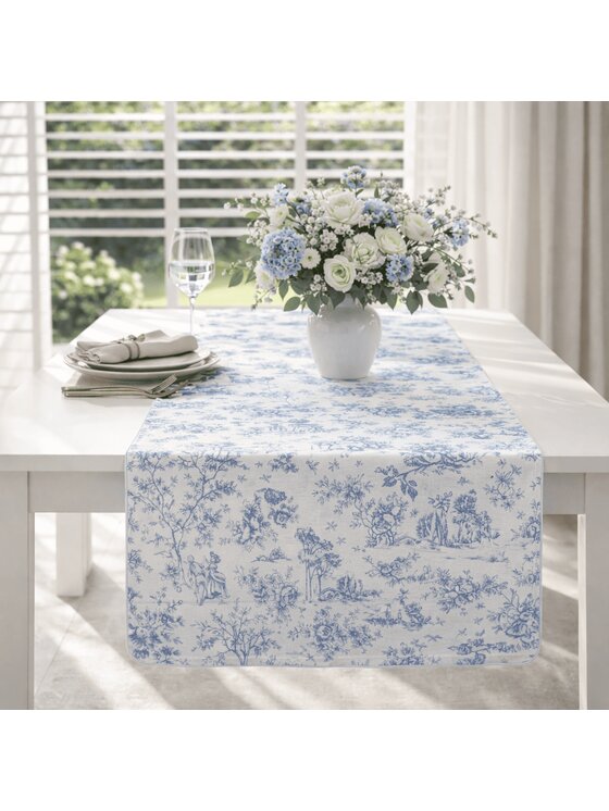 Roseberry Home Roseberry Home Bieżnik Toile de Jouy Blue Niebieski