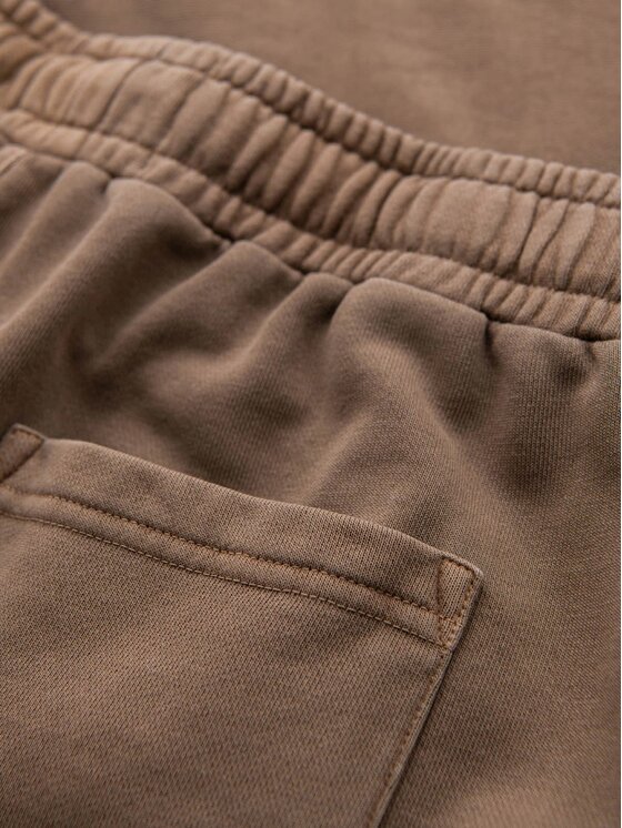 Ombre Ombre Šortky z materiálu OM-SRWS-0122 Hnědá Relaxed Fit