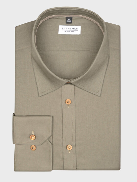 Evenemen Evenemen Koszula JAMES Khaki Slim Fit
