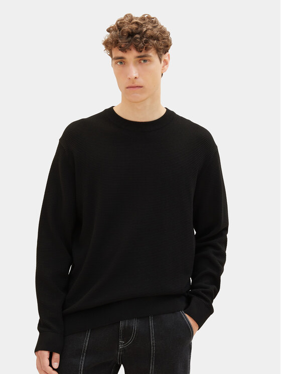 Tom Tailor Denim Sweater 1038285 Fekete Regular Fit Modivo.hu