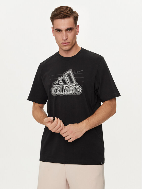 adidas adidas T-krekls Growth Badge Graphic IN6258 Melns Regular Fit