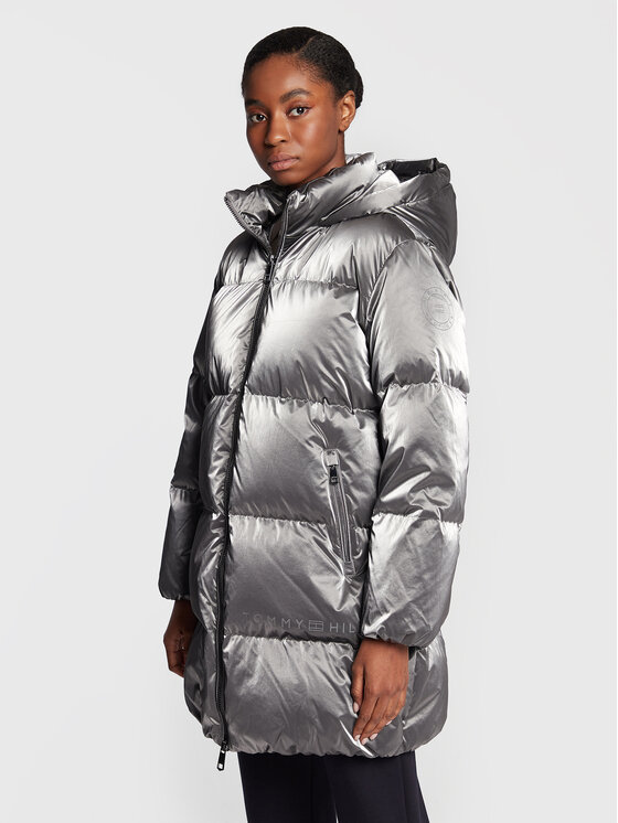 Tommy Hilfiger Tommy Hilfiger Pehelykabát Metallic WW0WW35935 Ezüst Loose Fit