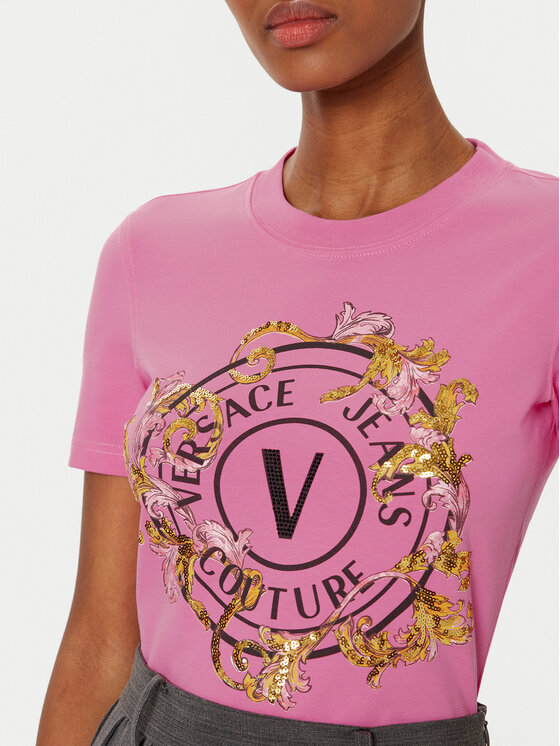 Versace Jeans Couture Versace Jeans Couture T-Shirt 78HAHC01 Różowy Regular Fit