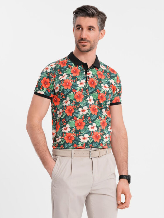 Ombre Ombre Polo OM-POSS-0149 Czarny Regular Fit