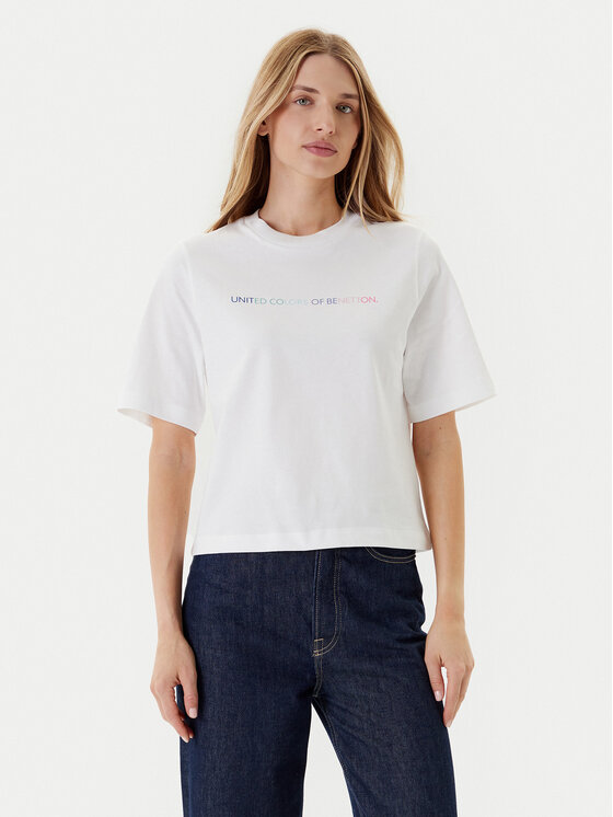 United Colors Of Benetton United Colors Of Benetton Tričko 3BL0D109D Biela Relaxed Fit