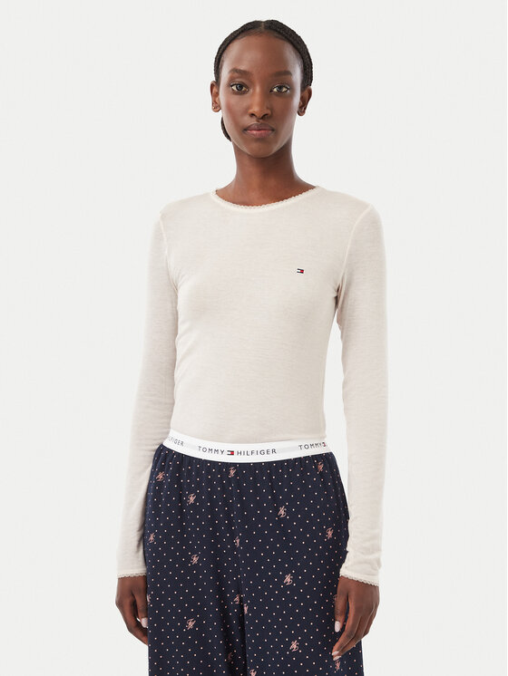 Tommy Hilfiger Tommy Hilfiger Bluzka UW0UW06611 Beżowy jasny Slim Fit