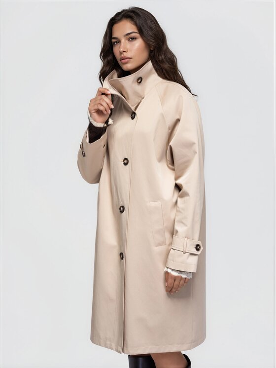 Ombre Ombre Trenčkot OW-CT-E0024 Béžová Relaxed Fit