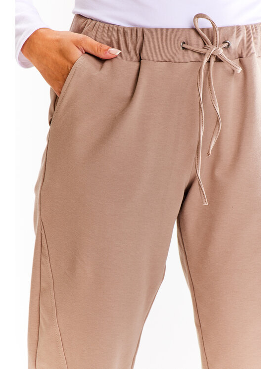 Awama Awama Spodnie damskie A608 Brązowy Basic Fit