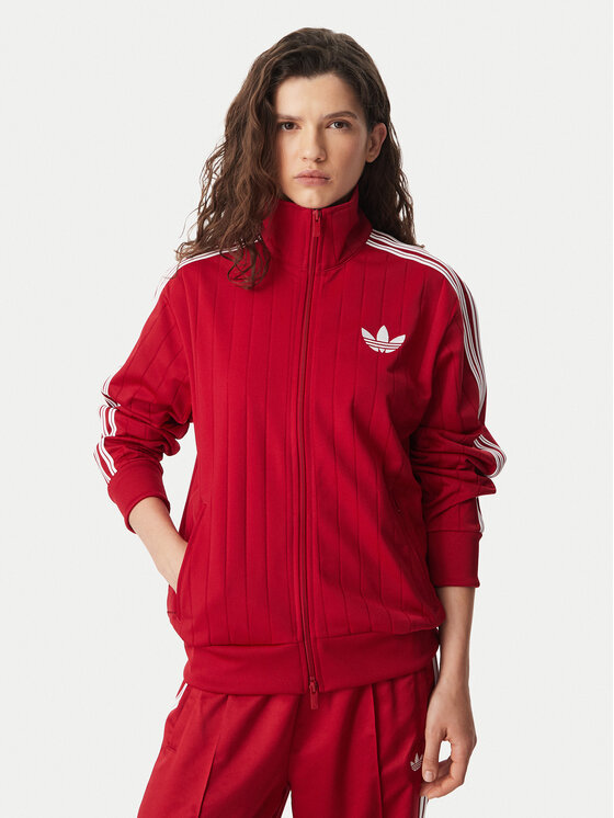 adidas adidas Mikina Pinstripe Firebrid Loose Tracktop KS9984 Červená Regular Fit