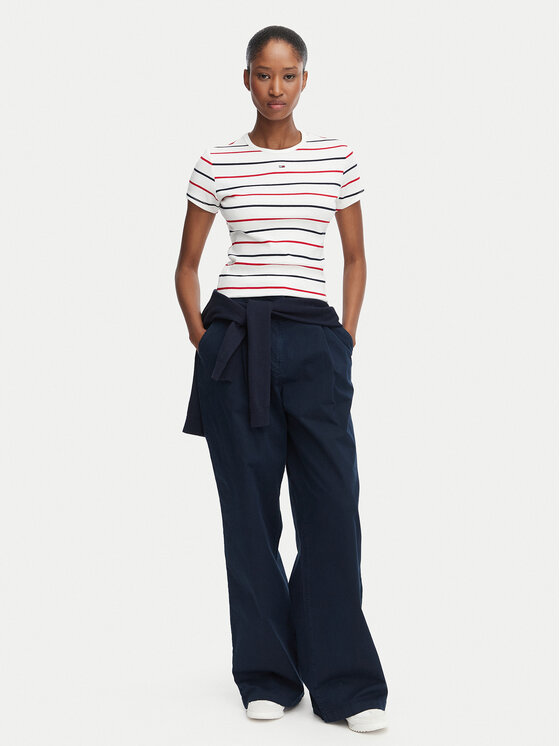 Tommy Jeans Tommy Jeans T-shirt Essential DW0DW17383 Bijela Slim Fit