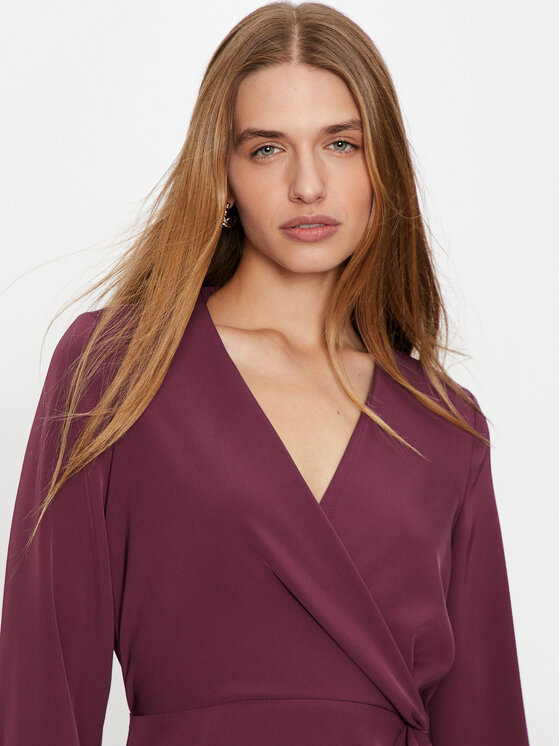 Haveone Haveone Sukienka codzienna AFS-M062 Bordowy Regular Fit