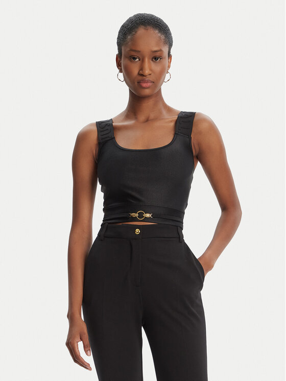 Just Cavalli Just Cavalli Top Crop Element 79PAM2A6 Čierna Slim Fit