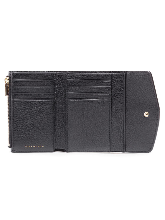 Tory Burch Veľká dámska peňaženka Kira Pebbled Medium Flap Wallet 74882  Čierna • 