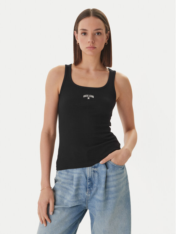 Guess Jeans Guess Jeans Top W6GPZ2 KA0H1 Černá Slim Fit