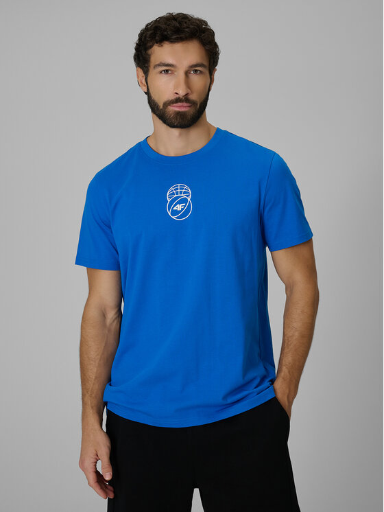 4F 4F T-Shirt ESSENTIAL 2 Niebieski Regular Fit