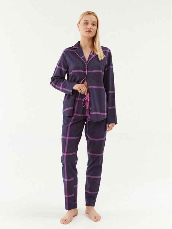 Triumph Triumph Piżama Checks 10216554 Granatowy Relaxed Fit