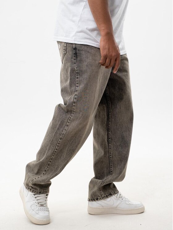 Jigga Wear Jigga Wear Jeansy Szerokie luźne bagy korona Brązowy Baggy Fit