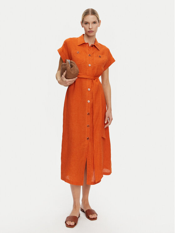Luisa Spagnoli Luisa Spagnoli Košilové šaty Parete 541978 Oranžová Regular Fit