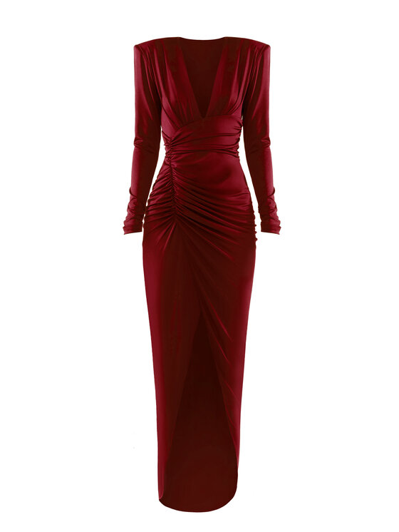 sax35th sax35th Sukienka wieczorowa STARDUST Bordowy Slim Fit