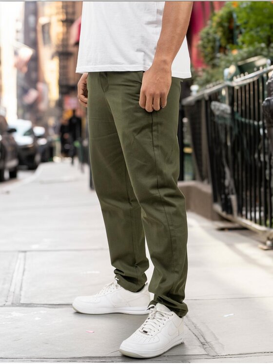 Jigga Wear Jigga Wear Spodnie materiałowe Chino Męskie Oliwkowe M Khaki Regular Fit