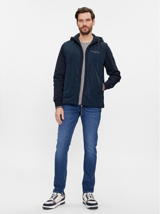 Tommy Hilfiger Tommy Hilfiger Pulóver Mix Media MW0MW34253 Sötétkék Regular Fit