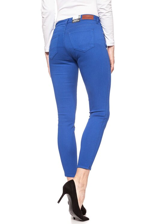 Wrangler Wrangler Spodnie materiałowe SKINNY CROP Niebieski Slim Fit