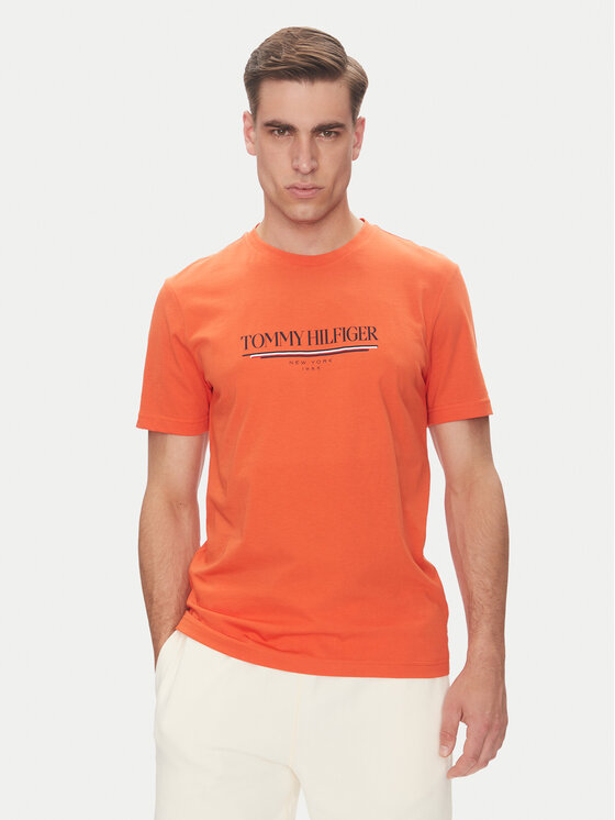 Tommy Hilfiger Tommy Hilfiger T-Shirt Brand Love MW0MW40324 Pomarańczowy Regular Fit