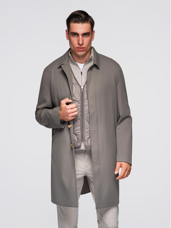 Ombre Ombre Płaszcz zimowy OM-COLC-0144 Brązowy Regular Fit