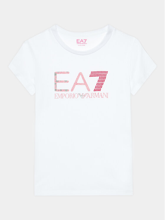 EA7 Emporio Armani Tricou 6RFT15 FJ2HZ 1100 Alb Regular Fit