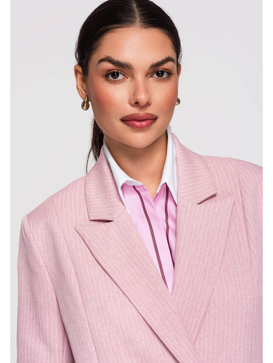 Ombre Ombre Marynarka OW-BLZB-0113 Różowy jasny Slim Fit