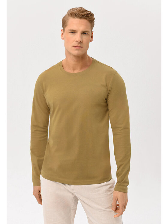 Volcano Volcano Longsleeve L-HALS Beżowy Regular Fit