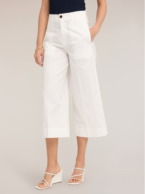Motivi Motivi Pantaloni di tessuto P00NQ004572N011 Bianco Cropp Fit