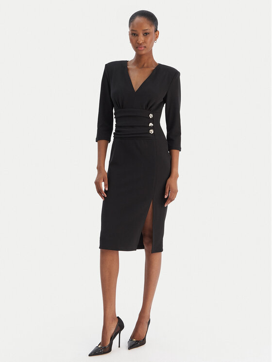 Rinascimento Rinascimento Koktejlové šaty CFC0020161002 Čierna Slim Fit