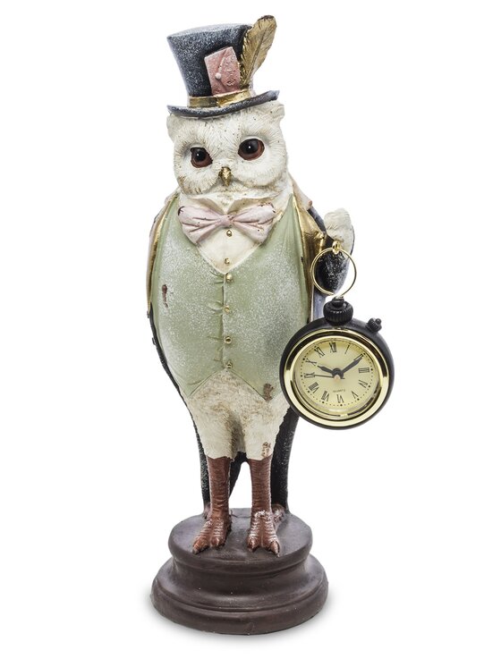 MIAhome MIAhome Figurka SOWA z zegarkiem Szary