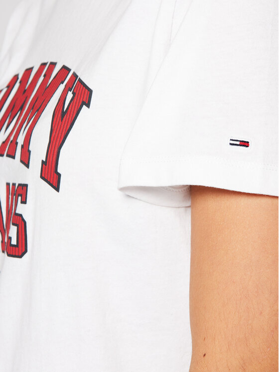 Tommy Jeans Marškinėliai Collegiate Logo DW0DW09075 Balta Boyfriend Fit •  Modivo.lt