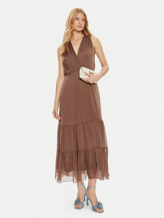 Haveone Haveone Sukienka letnia AFF-L010 Brązowy Regular Fit