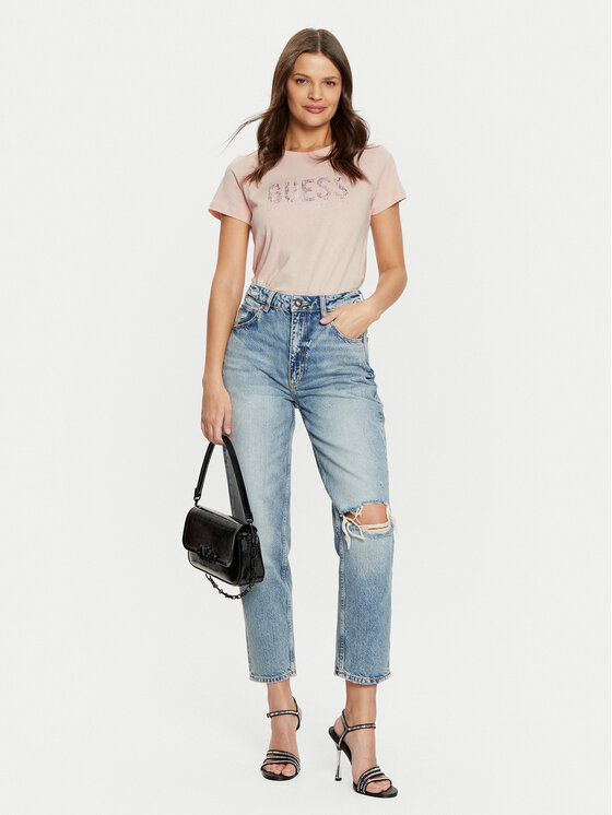 Guess Guess Marškinėliai W5RI19 I3Z14 Smėlio Regular Fit
