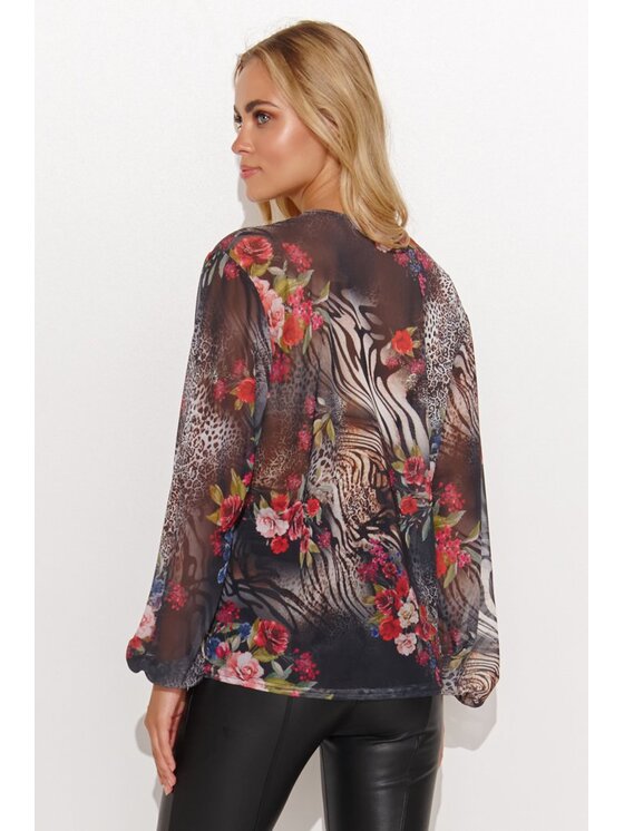 Makadamia Makadamia Bluzka M812 Czarny Loose Fit
