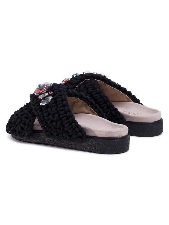 Ciabatte Women Woven Stones 70104-006 Nero