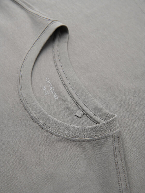 Ombre Ombre T-Shirt OM-TSPT-0257 Szary Regular Fit