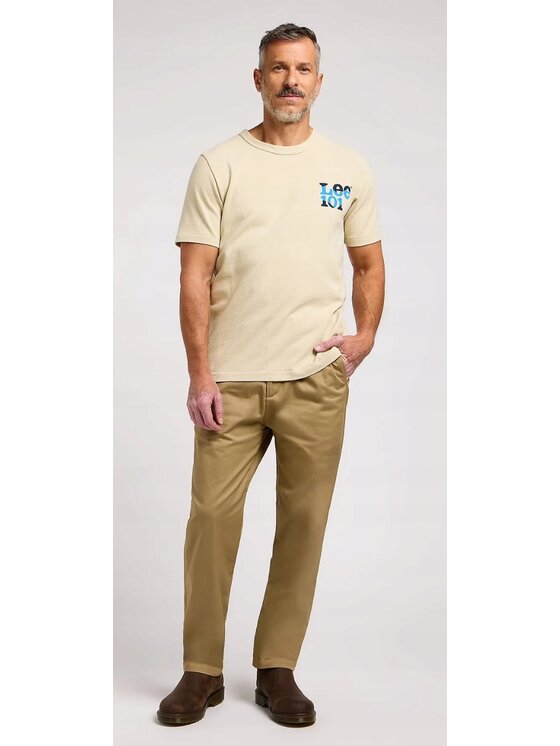 Lee Lee T-Shirt 101 Tee Beżowy Regular Fit