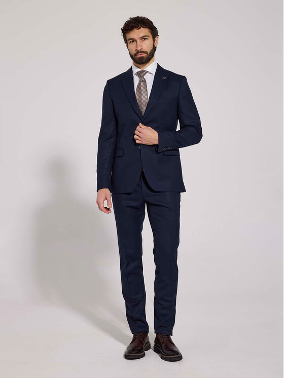 VILLARO VILLARO Garnitur GAR232VIM Granatowy Slim Fit