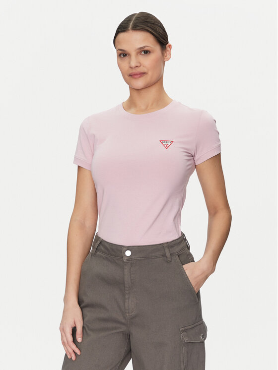Guess Guess T-krekls W2YI44 J1314 Rozā Slim Fit