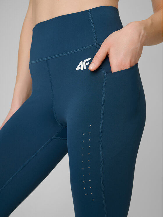 4F 4F Legginsy TRAINING Turkusowy Slim Fit