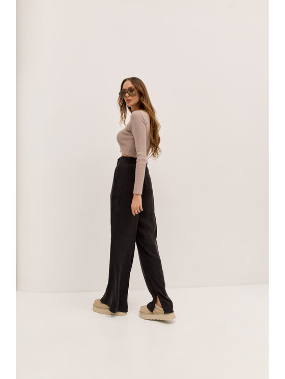 Hottie Hot Hottie Hot Kalhoty z materiálu PAYA Černá Oversize